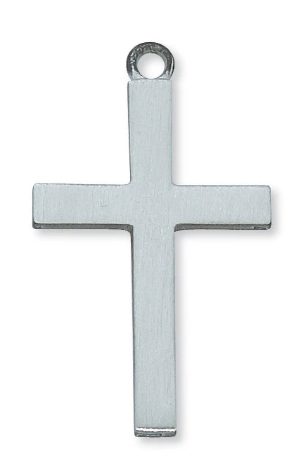 Cross Necklace in Hand Engraved Fine Pewter on 24" Chain, # 21516