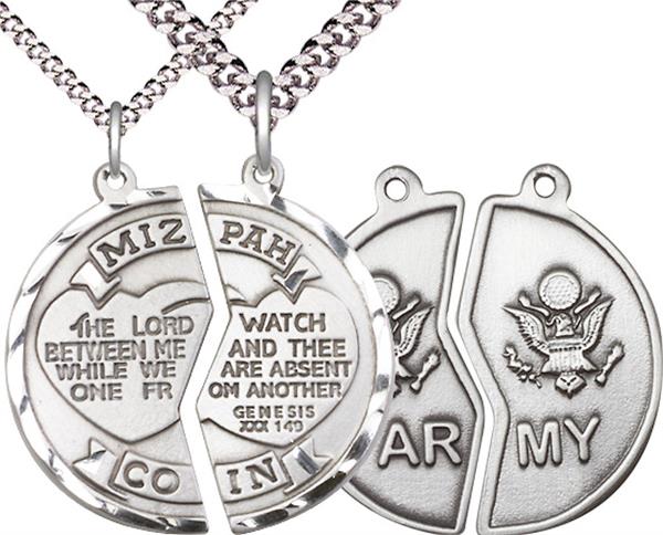 Miz Pah / Army Coin Medal, 1" dia., Fine Pewter, with 18" & 24" chains, # 2165
