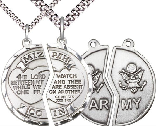 Miz Pah / Army Coin Medal, 1" dia., Fine Pewter, with 18" & 24" chains, # 2165