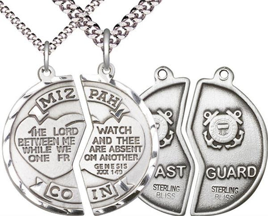 Miz Pah / Coast Guard Coin Medal, 1" dia., Sterling Silver, with 18" & 24" chains, # 2166