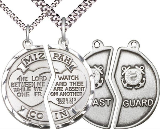 Miz Pah / Coast Guard Coin Medal, 1" dia., Fine Pewter, with 18" & 24" chains, # 2167
