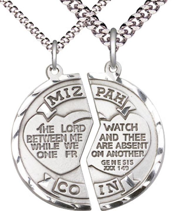 Miz Pah Coin Medal, 1" dia., Sterling Silver, with 18" & 24" chains, # 2174