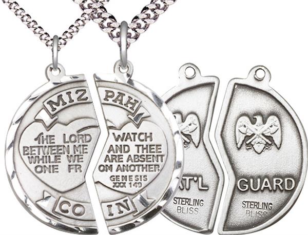 Miz Pah / National Guard Coin Medal, 1" dia., Sterling Silver, with 18" & 24" chains, # 2170
