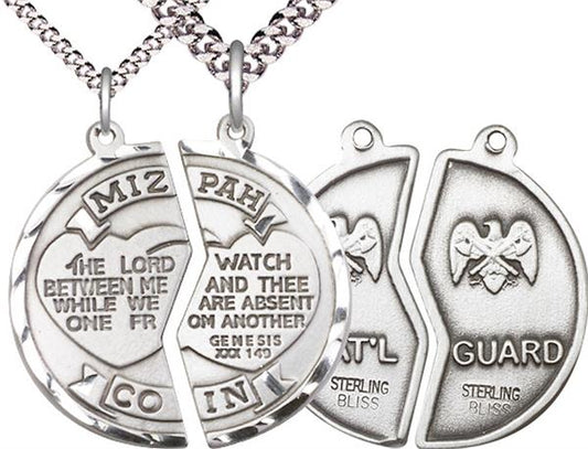 Miz Pah / National Guard Coin Medal, 1" dia., Sterling Silver, with 18" & 24" chains, # 2170
