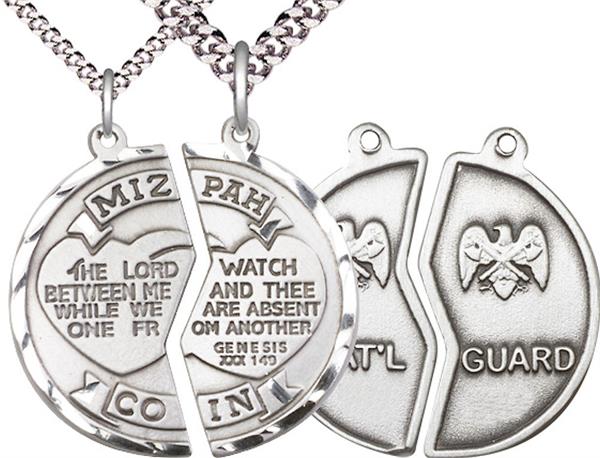 Miz Pah / National Guard Coin Medal, 1" dia., Fine Pewter, with 18" & 24" chains, # 2171