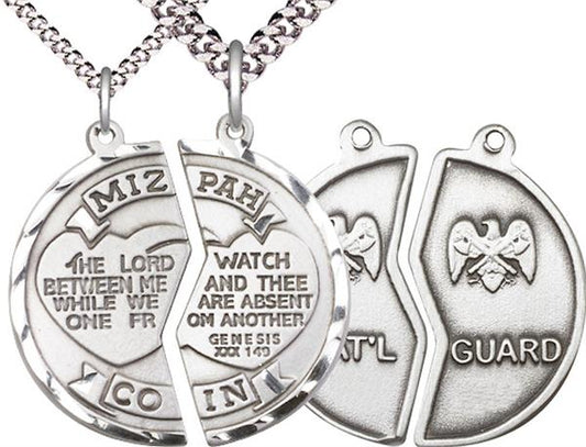 Miz Pah / National Guard Coin Medal, 1" dia., Fine Pewter, with 18" & 24" chains, # 2171