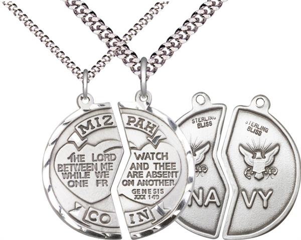 Miz Pah / Navy Coin Medal, 1" dia., Sterling Silver, with 18" & 24" chains, # 2172