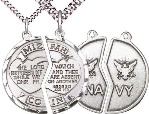 Miz Pah / Navy Coin Medal, 1" dia., Fine Pewter, with 18" & 24" chains, # 2173