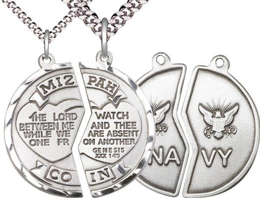Miz Pah / Navy Coin Medal, 1" dia., Fine Pewter, with 18" & 24" chains, # 2173