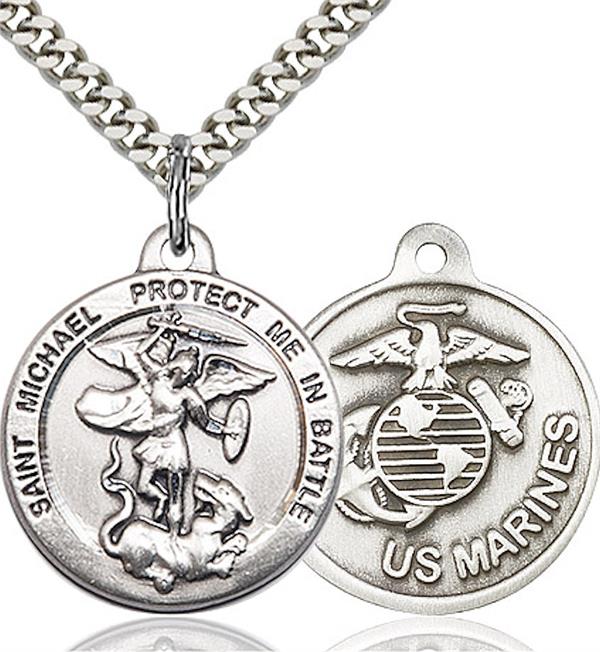St. Michael / Marine Corps Medal, Fine Pewter, 3/4" dia., Your Choice of Chain, # 2189