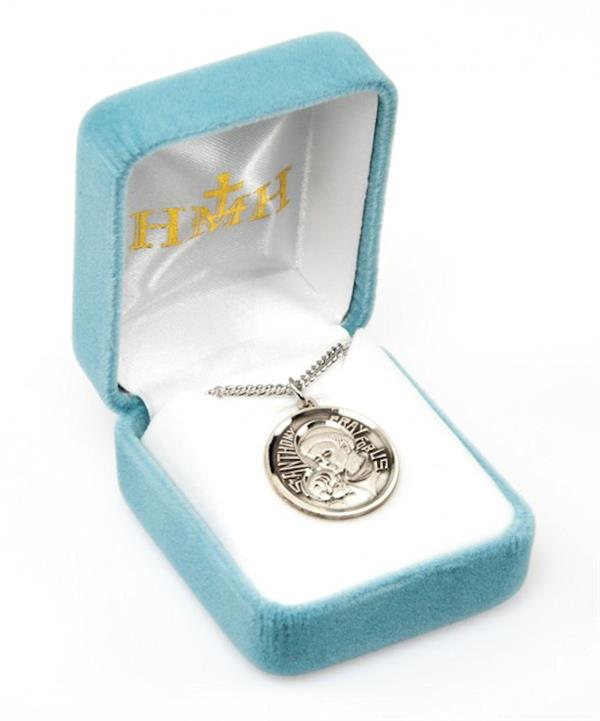 Sterling St. Anthony Round Medal, .8", Your choice of chain, # 21907