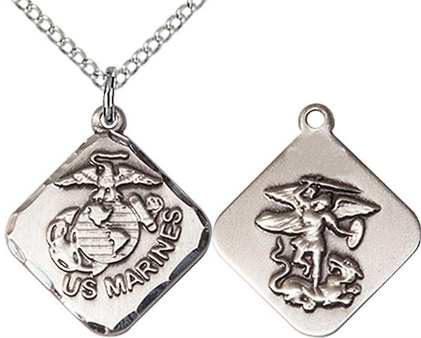 St. Michael / Marine Corps Medal, Fine Pewter, 11/16" tall, Your Choice of Chain, # 2191