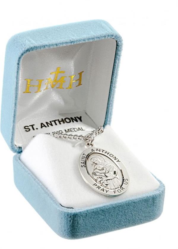 St. Anthony Sterling Medal, 1.3", Your choice of chain, # 21911
