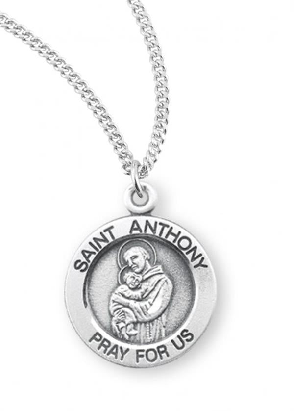 St. Anthony Sterling Medal, .7", Your choice of chain, # 21912|