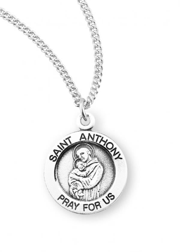 St. Anthony Sterling Medal, .8", Your choice of chain, # 21913|