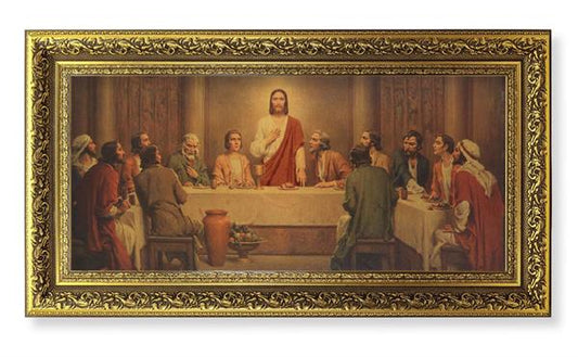Chambers Last Supper Picture, 11-5/8"x19" Detailed Wood Frame Under Glass, Italian Print # 22073