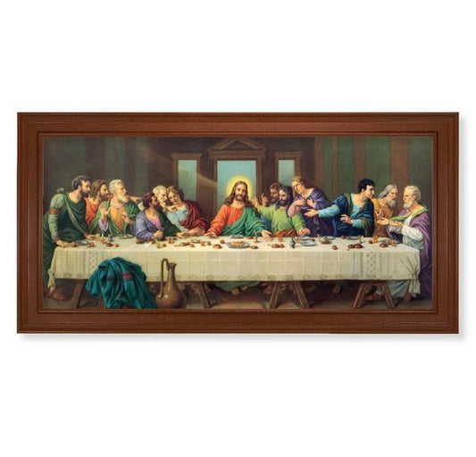 Zabateri Last Supper Picture, 15-1/4"x29-1/4 Walnut Finish Frame, Classic Fluting, Italian Print # 22119