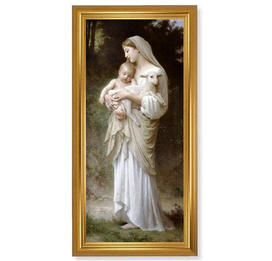 Bouguereau Divine Innocence Picture, 17-1/4"x33-1/4 Gold Leaf Finish Grooved Frame, Textured Italian Print # 22158