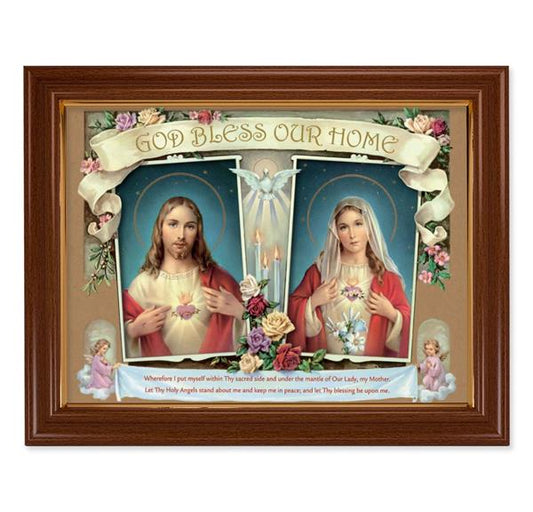 House Blessing Picture, 15-1/2"x19-1/2 Walnut Finish Frame with Thin Gold Lip, Textured Italian Print # 22250