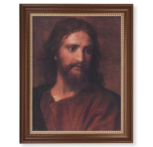 Hofmann: Christ at 33 Picture, 13-1/2"x16-9/16 Walnut Finish Frame with Gold Beaded Lip, Textured Italian Print # 22263