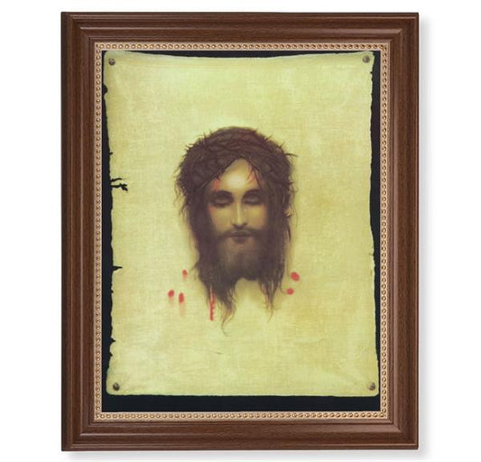 Max: Veronica's Veil Picture, 13-1/2"x16-9/16 Walnut Finish Frame with Gold Beaded Lip, Textured Italian Print # 22279