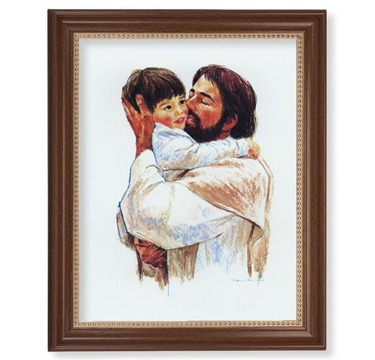 Hook: Love Picture, 13-1/2"x16-9/16 Walnut Finish Frame with Gold Beaded Lip, Textured Italian Print # 22355