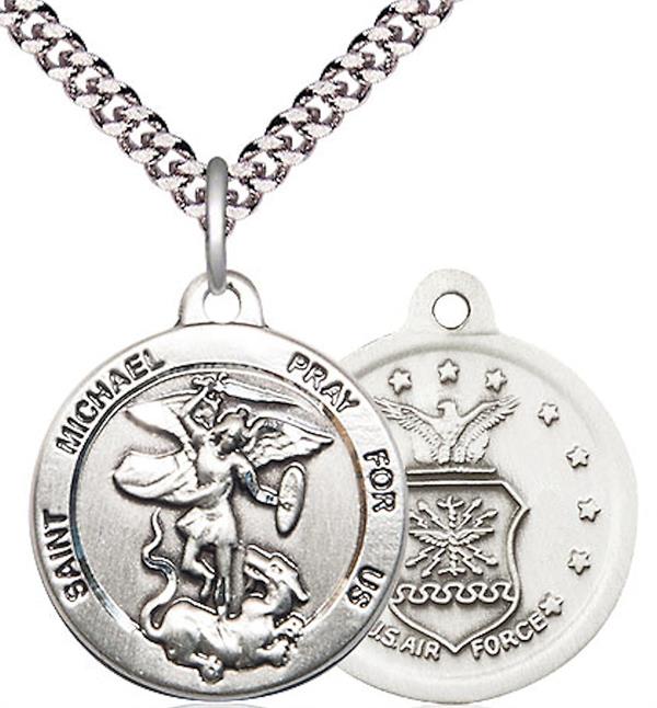 St. Michael / Air Force Medal, Fine Pewter, 3/4" dia., Your Choice of Chain, # 2237