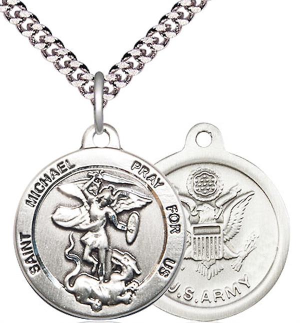 St. Michael / Army Medal, Fine Pewter, 3/4" dia., Your Choice of Chain, # 2239
