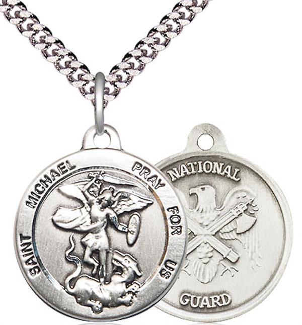 St. Michael / National Guard Medal, Fine Pewter, 3/4" dia., Your Choice of Chain, # 2243