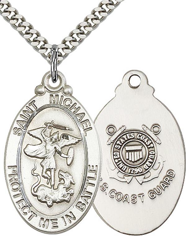 St. Michael / Coast Guard Medal, 1-1/8" tall, Fine Pewter, Your Choice of Chain, # 2263