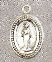 Miraculous Medal ridge-border 1/2" Sterling, Your Choice of Chain # 2275