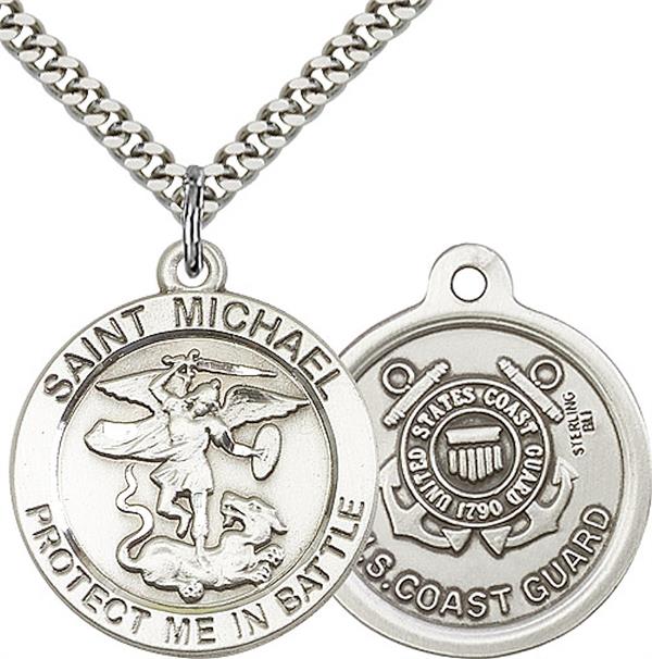 St. Michael / Coast Guard Medal, 1" dia., Sterling Silver, Your Choice of Chain, # 2284
