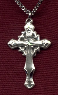 Crown of Thorns Sterling Cross Necklace, Your Choice of Chain # 2289