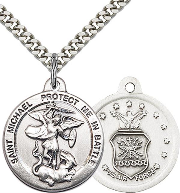 St. Michael / Air Force Medal, Fine Pewter, 3/4" dia., Your Choice of Chain, # 2298