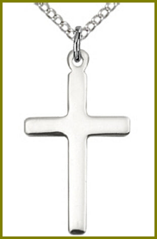 7/8" Sterling Silver Cross, Your Choice of Chain, # 2316