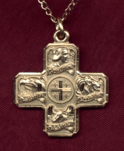 7/8" Four Evangelists Medal, 14kt Gold Filled, Your Choice of Chain # 2324