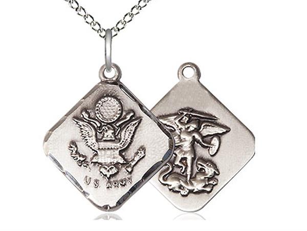 St. Michael / Army Medal, Fine Pewter, 11/16" tall, Your Choice of Chain, # 2326