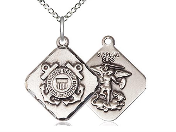 St. Michael / Coast Guard Medal, Sterling Silver, 11/16" tall, Your Choice of Chain, # 2328