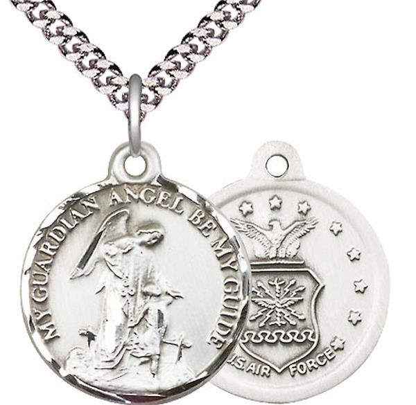 Guardian Angel / Air Force Medal, 3/4" tall, Fine Pewter, Your Choice of Chain, # 2348