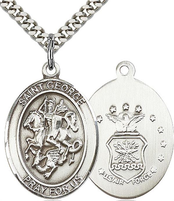 St. George / Air Force Medal, 3/4" tall, Fine Pewter, Your Choice of Chain, # 2350