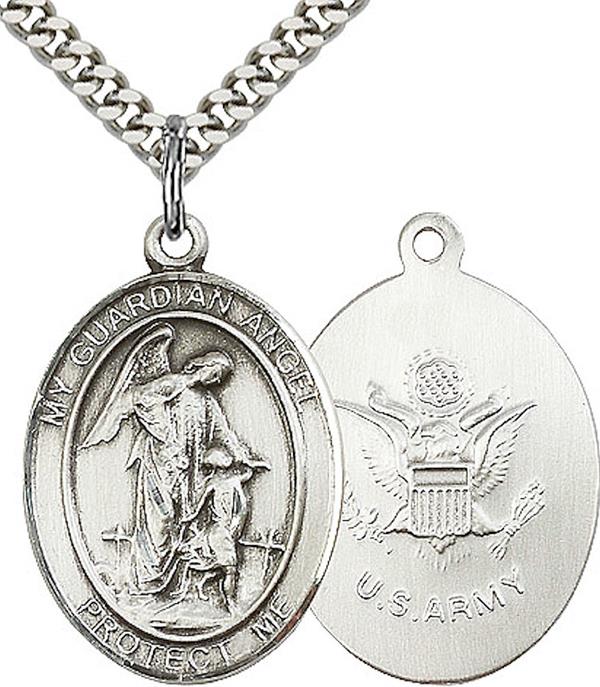 Guardian Angel / Army Medal, 3/4" tall, Fine Pewter, Your Choice of Chain, # 2358