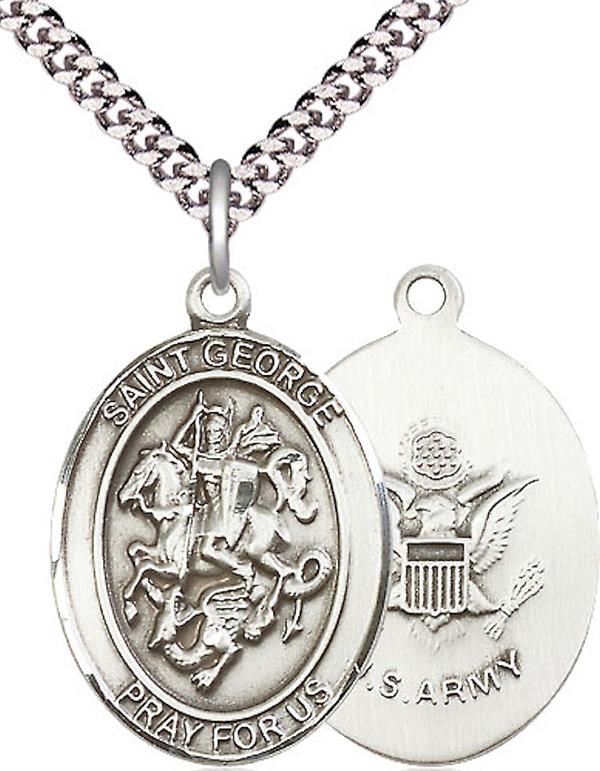 St. George / Army Medal, 3/4" tall, Fine Pewter, Your Choice of Chain, # 2361
