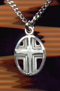 Terraced Oval Cross, 1/2", Sterling Silver, Your Choice of Chain, # 23709