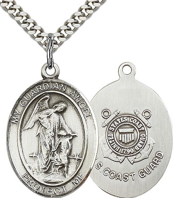 Guardian Angel / Coast Guard Medal, 3/4" tall, Fine Pewter, Your Choice of Chain, # 23