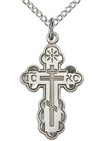 St. Olga Cross, Sterling Silver, 7/8", your choice of chain, # 23716