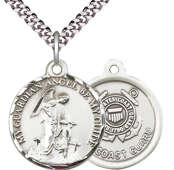 Guardian Angel / Coast Guard Medal, 3/4" tall, Fine Pewter, Your Choice of Chain, # 2377