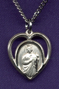 St. Jude Heart Medal in Sterling, Your Choice of Chain # 2384