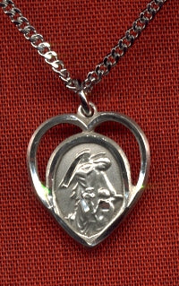 Guardian Angel Heart Medal in Sterling, Your Choice of Chain # 2385