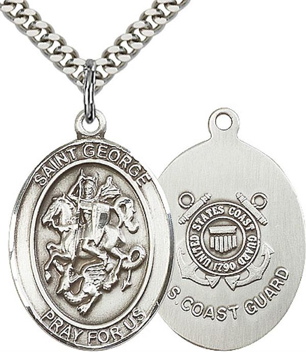 St. George / Coast Guard Medal, 1" tall, Fine Pewter, Your Choice of Chain, # 2386