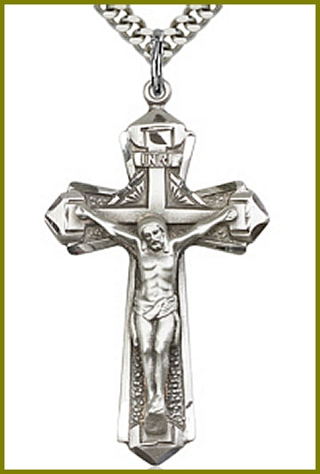 1-5/8" Crucifix in Sterling Silver, Your Choice of Chain, # 2392